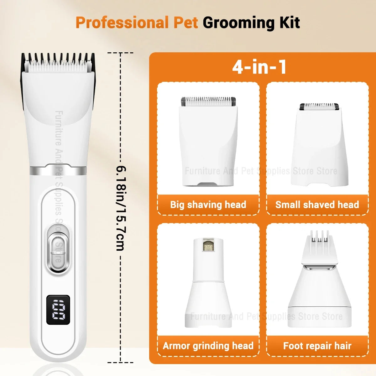 Dog Hair Clippers Grooming Electric Pet Clipper Professional Silent Hair Cutter USB Rechargeable Pet Grooming Clipper