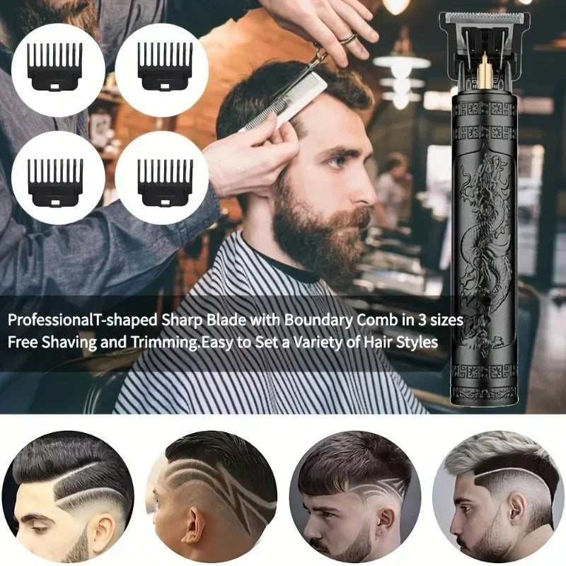 Hair Clippers for Men Cordless Electric Hair Trimmer Rechargeable Beard Trimmer Shaver Electric T Blade Trimmer with Guide Combs