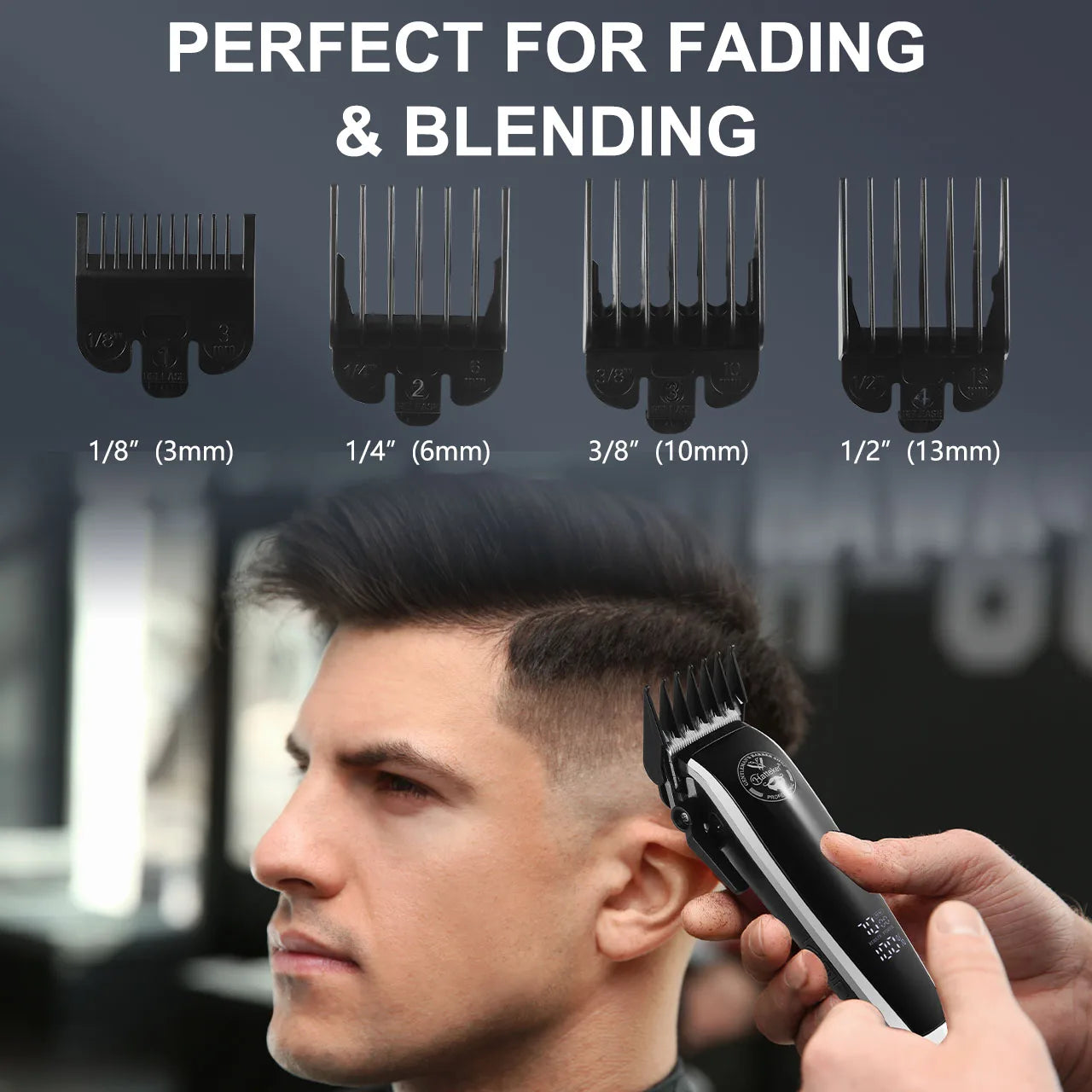HATTEKER Men's Professional Electric Hair Clippers Set with 4-Level Power Digital LCD Display Precision Oil Head Sculpting 2-pcs